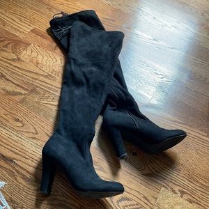 Black, above the knee boots